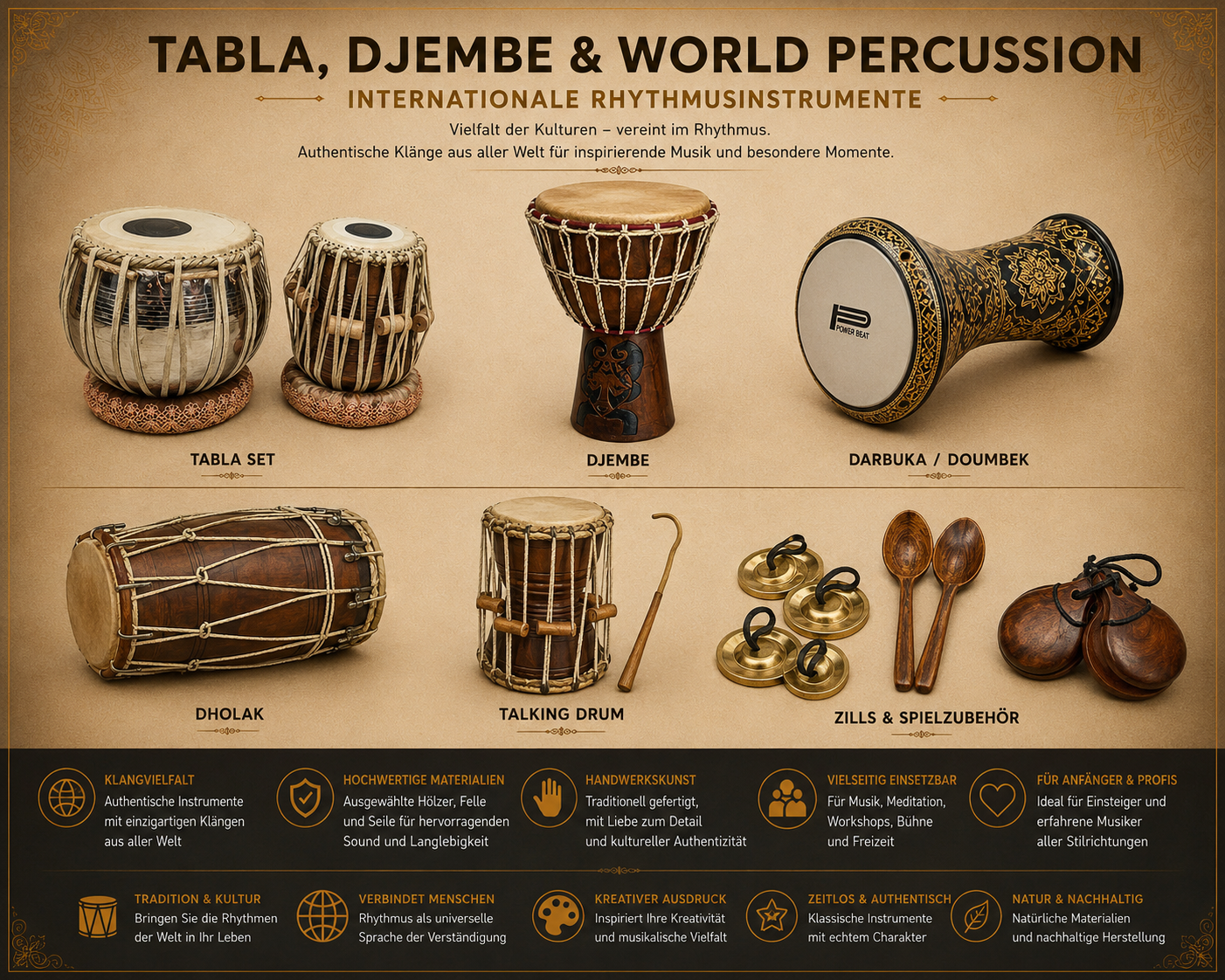 Traditionelles Tabla,Djembe,Dholak,Nataraj Dholki
